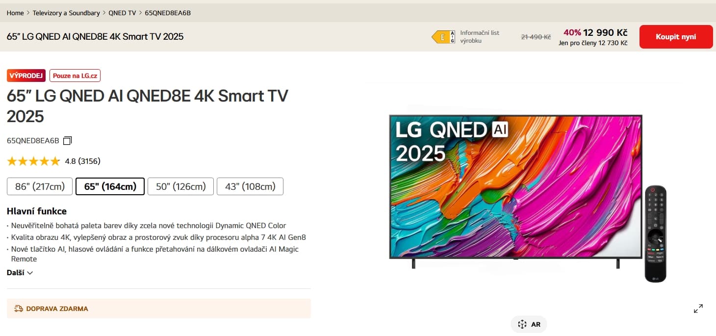 4K QNED Google TV, 165 cm, LG