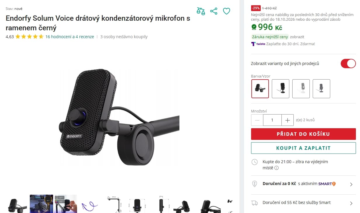 Mikrofon pro hraní, stream, videa Endorfy