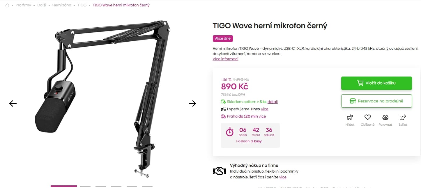 Mikrofon pro hraní, stream, videa TIGO Wave