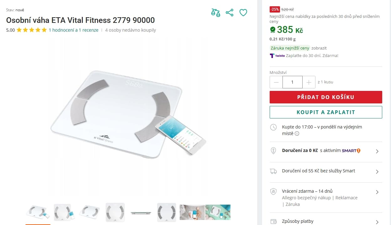 Digitální diagnostická osobní váha Eta
