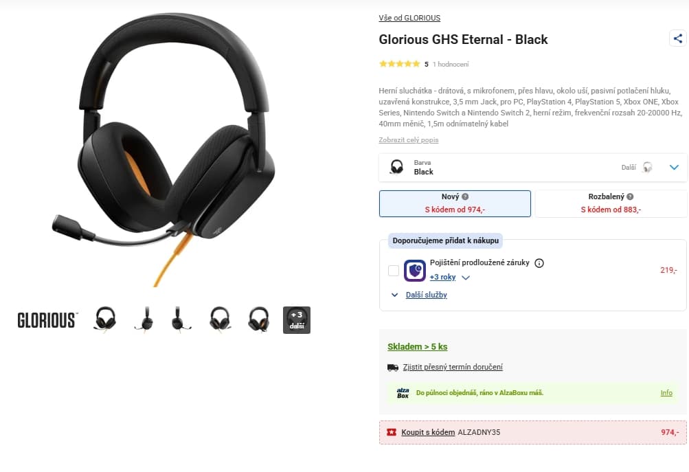 Herní sluchátka drátová Glorious GHS Eternal
