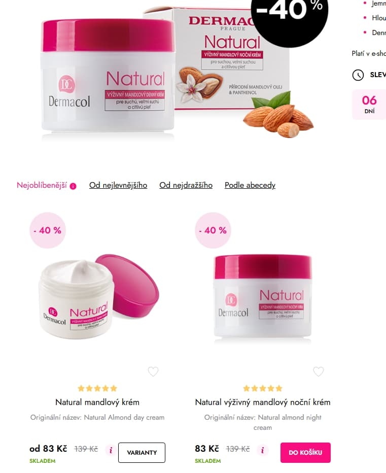Sleva 40% na denní a noční krém Natural