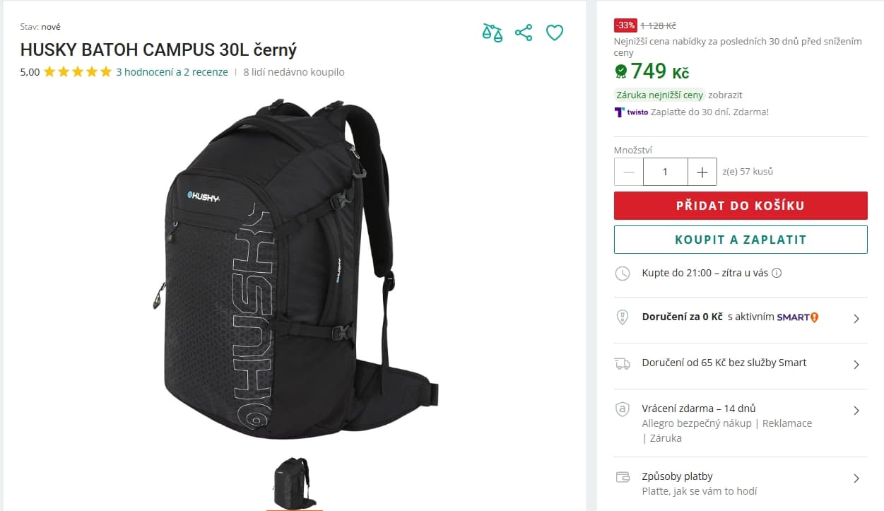 Batoh Husky Campus 30 l., 55x30 cm