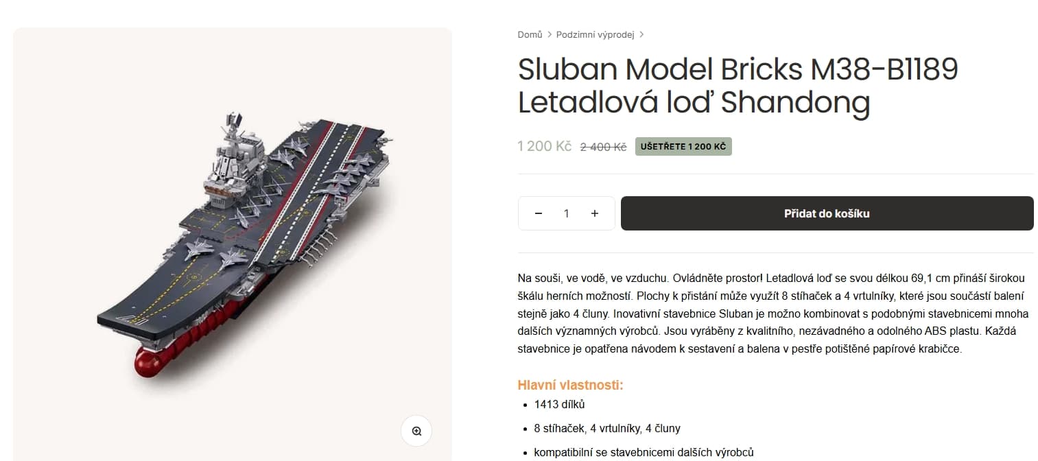 Sluban Letadlová loď Shandong 1413 dílů