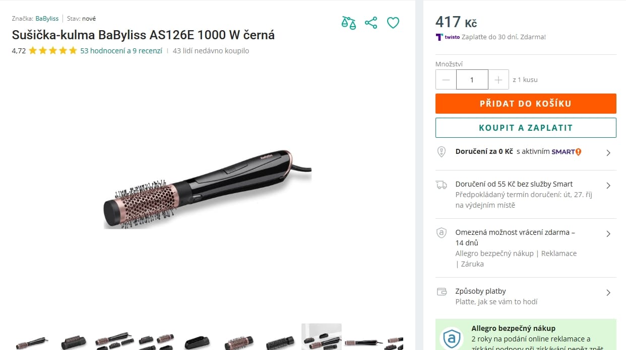 Kartáč na vlasy BaByliss, ionizace