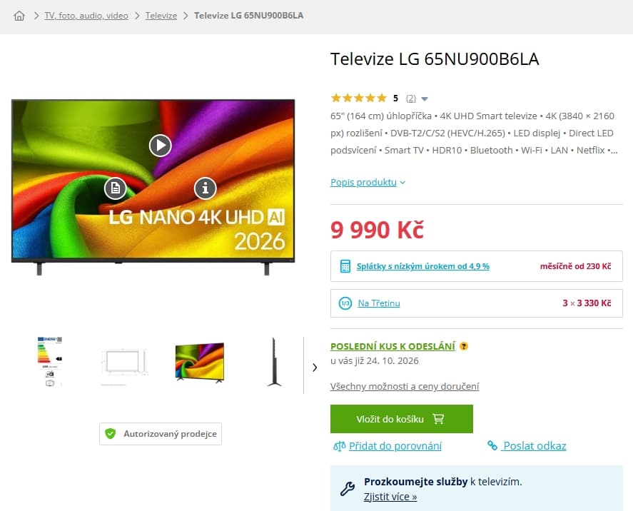 4K LED Smart TV, 165 cm LG
