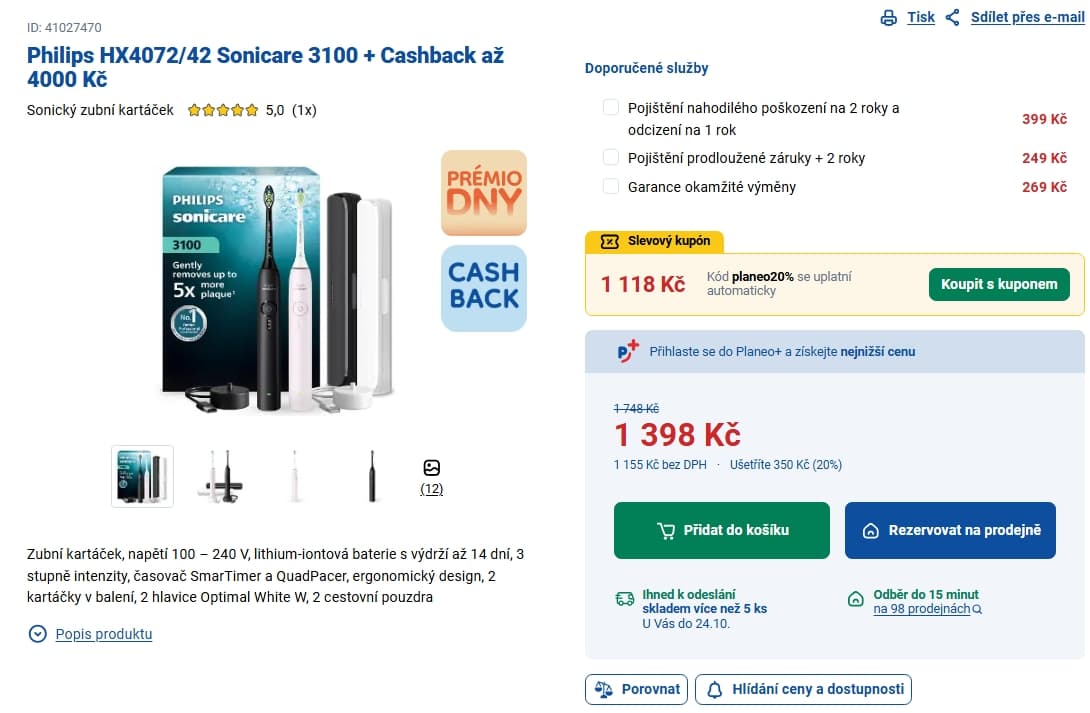 2x el. zubní kartáček Philips Sonicare, 31000