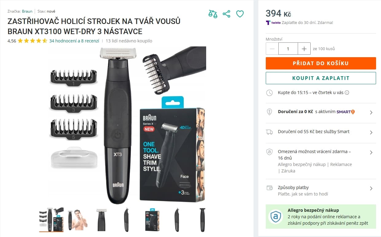Holící strojek Braun Series X XT3100