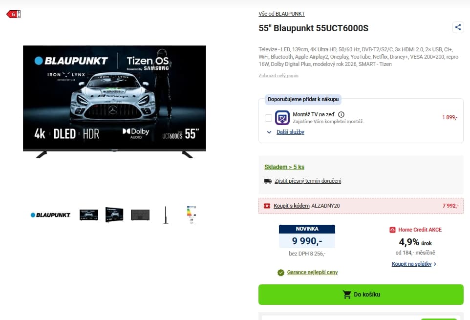 4K Smart TV, 139 cm, Blaupunkt