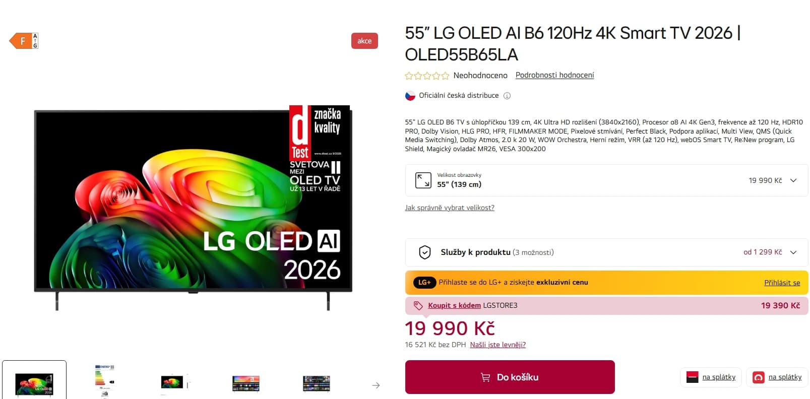4K OLED TV, Atmos, 100 Hz, 139 cm, LG