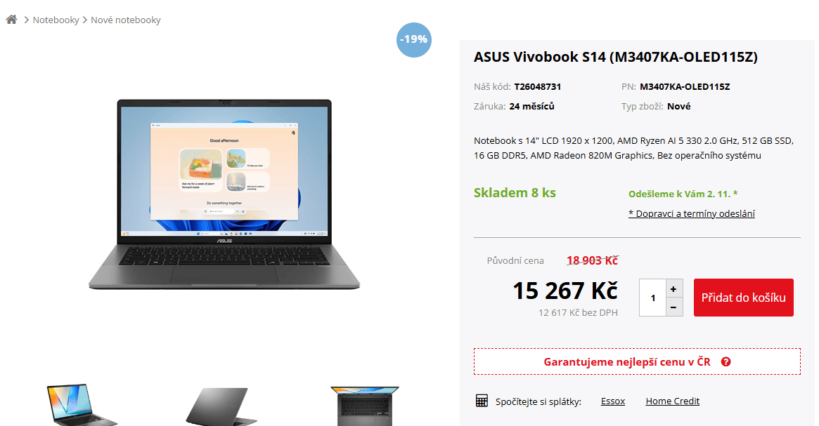 Asus 4,5 GHz, 32/512GB, 14", 1,4 kg