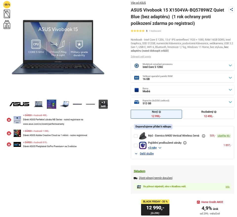 Asus 5 GHz, 16/512GB, 15,6"