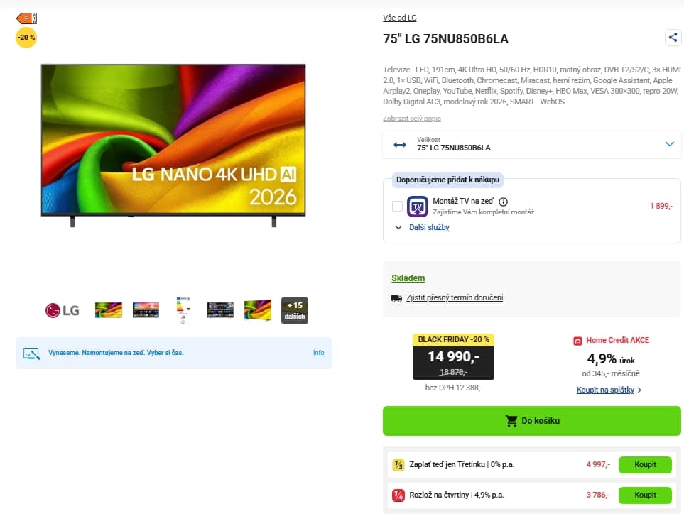 4K LED Smart TV, 191 cm, LG