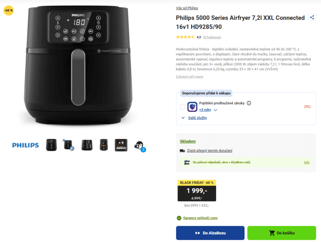 Airfryer Philips 16v1, XXL, 8 programů, Wifi
