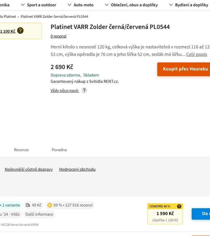 Herní křeslo Platinet VARR Zolder, 120 kg