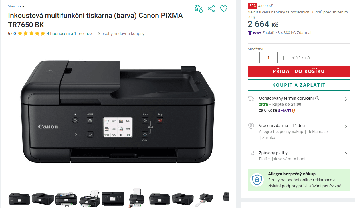Ink barva multifunkce Canon, Wifi