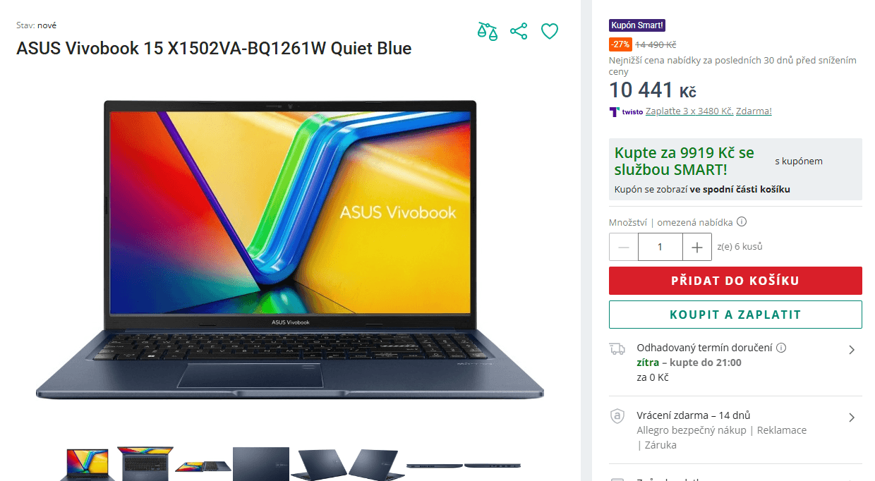 Asus i5 4,6GHz, 16/512GB, 15,6"