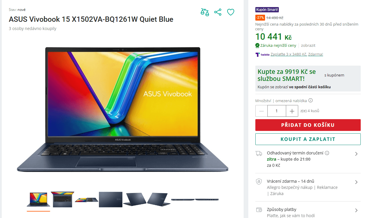 Asus i5 4,6GHz, 16/512GB, 15,6"