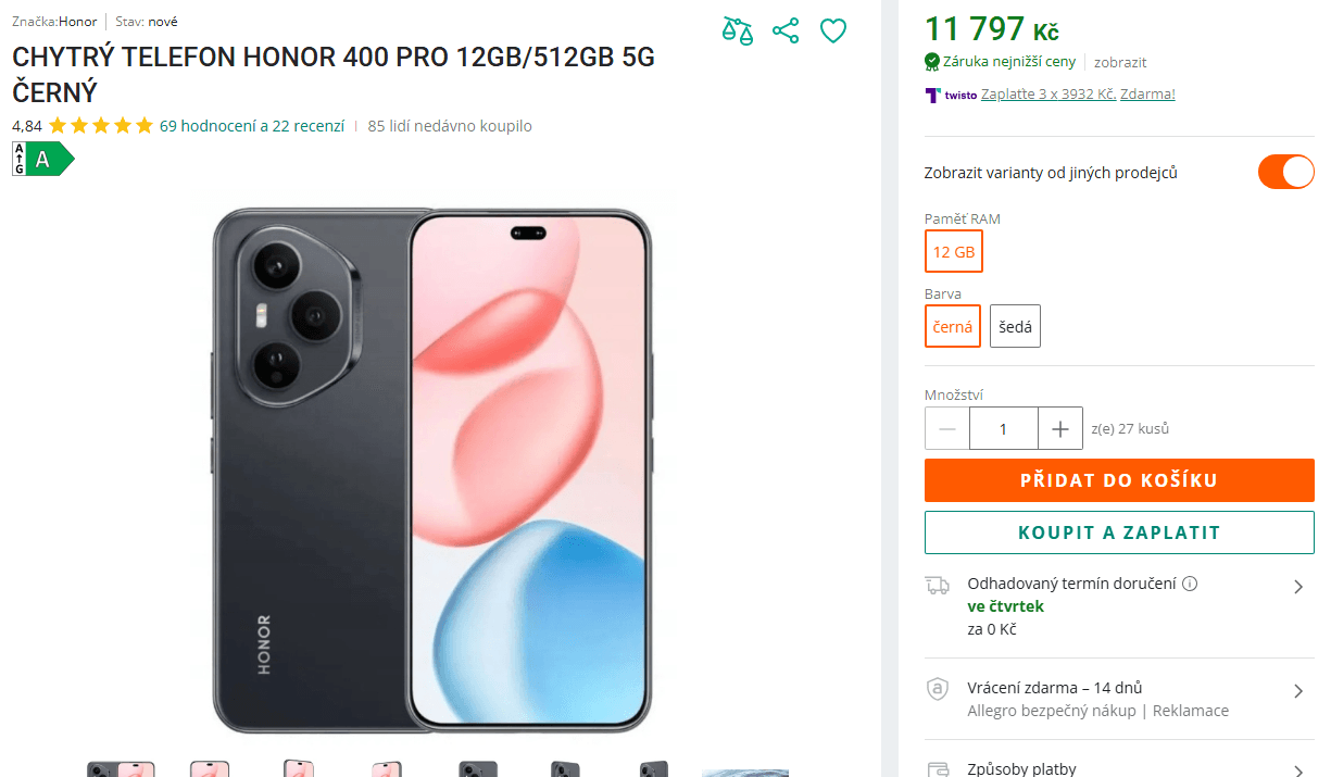 Honor 8x 3 GHz, 12/512GB, 6,7", 200Mpx