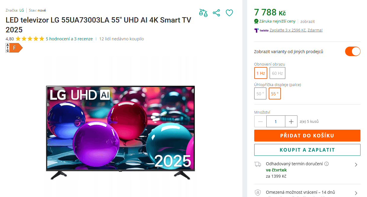 4K Smart TV, 139 cm, LG