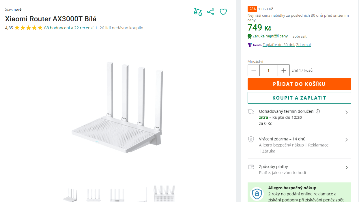 WIFI 6 router Xiaomi AX3000T, 5G, NFC, dual band
