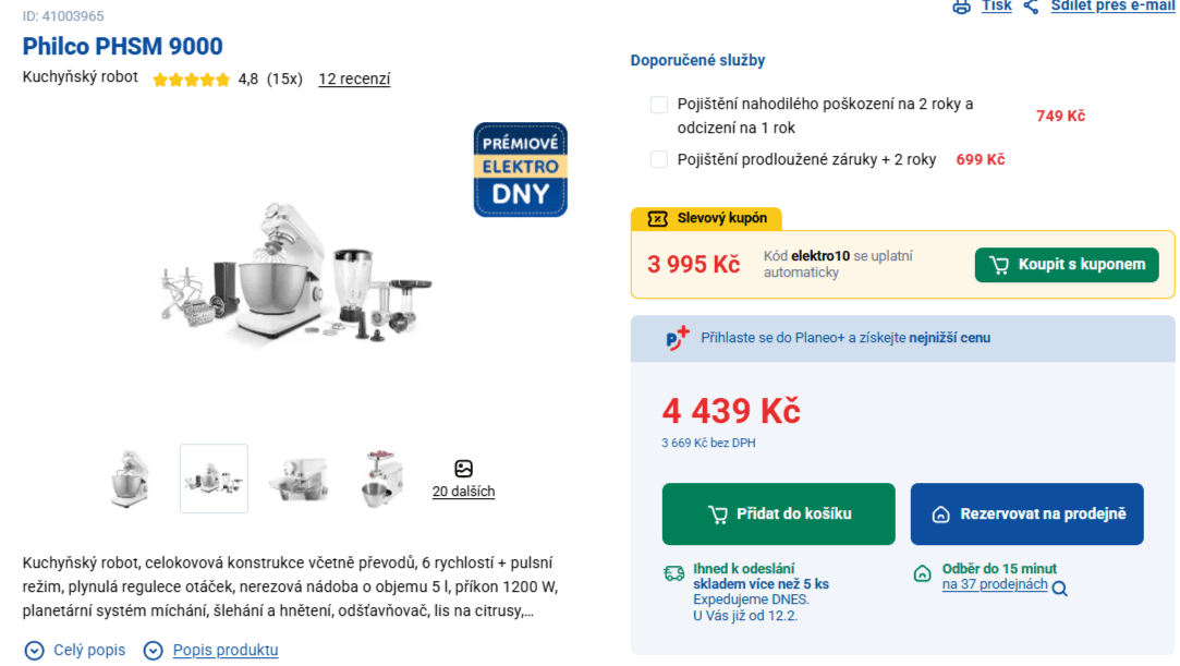 Kuchyňský robot Philco PHSM 9000