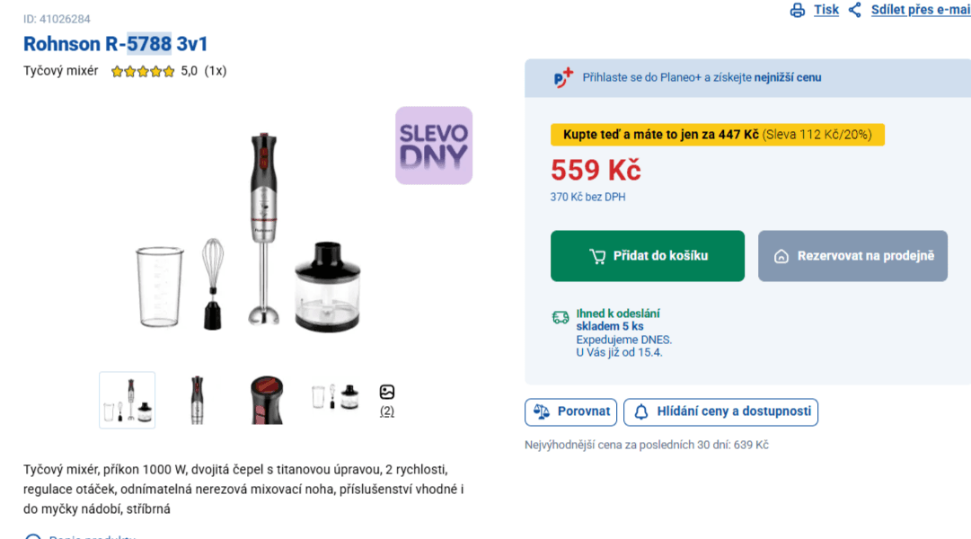 Tyčový mixér 3v1 Rohnson