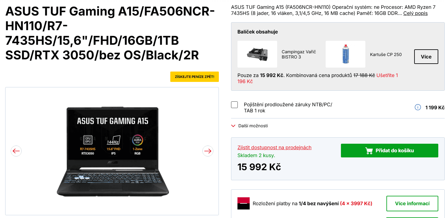 Asus 4,5 GHz, 16/1000 GB, Nvidia 4 GB, 15,6"