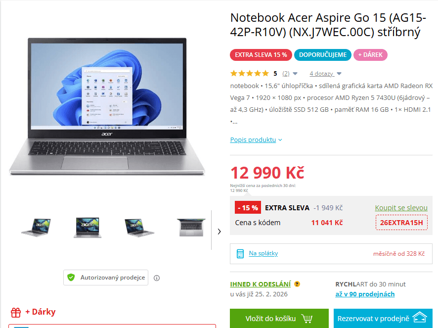 Acer 4,3 GHz, 16/512 GB, 15,6"