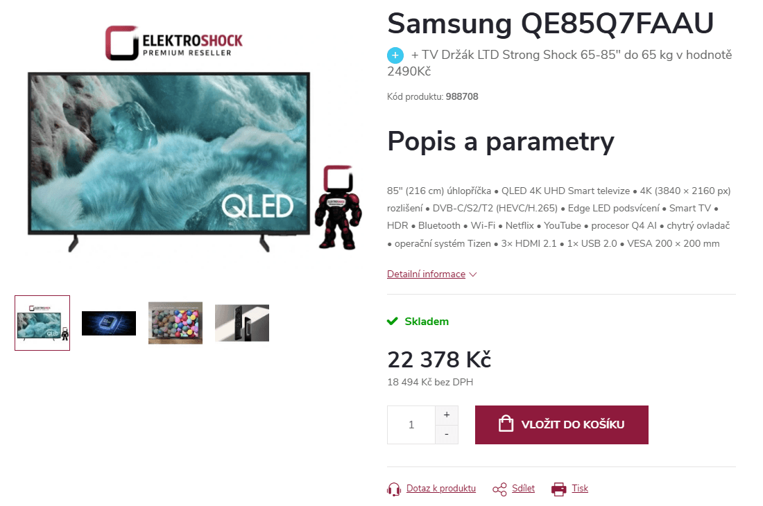 4K QLED TV, PIP, 215 cm Samsung
