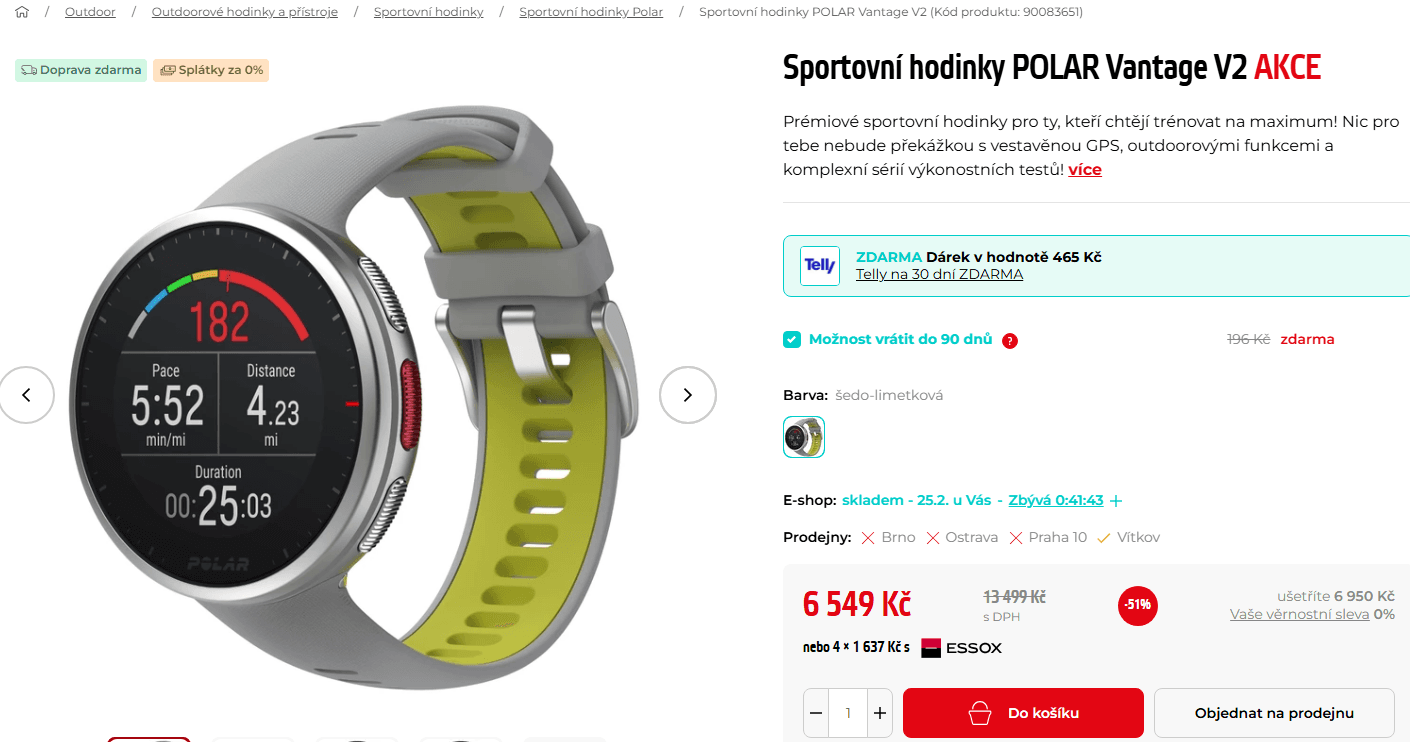 Chytré hodinky Polar Vantage V2 pro sportovce