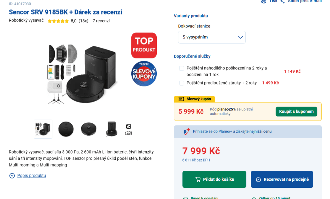 Robot vysavač, mop, stanice Sencor