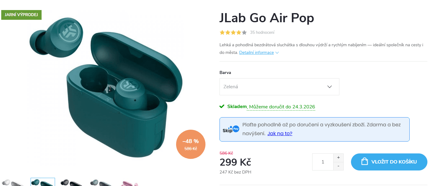BT sluchátka JLab Go Air Pop