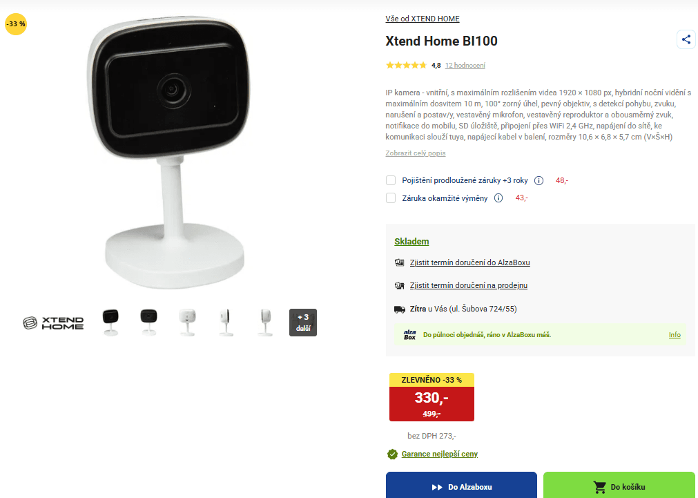 IP kamera Xtend Home, pohyb, mikrofon, FHD, Wifi