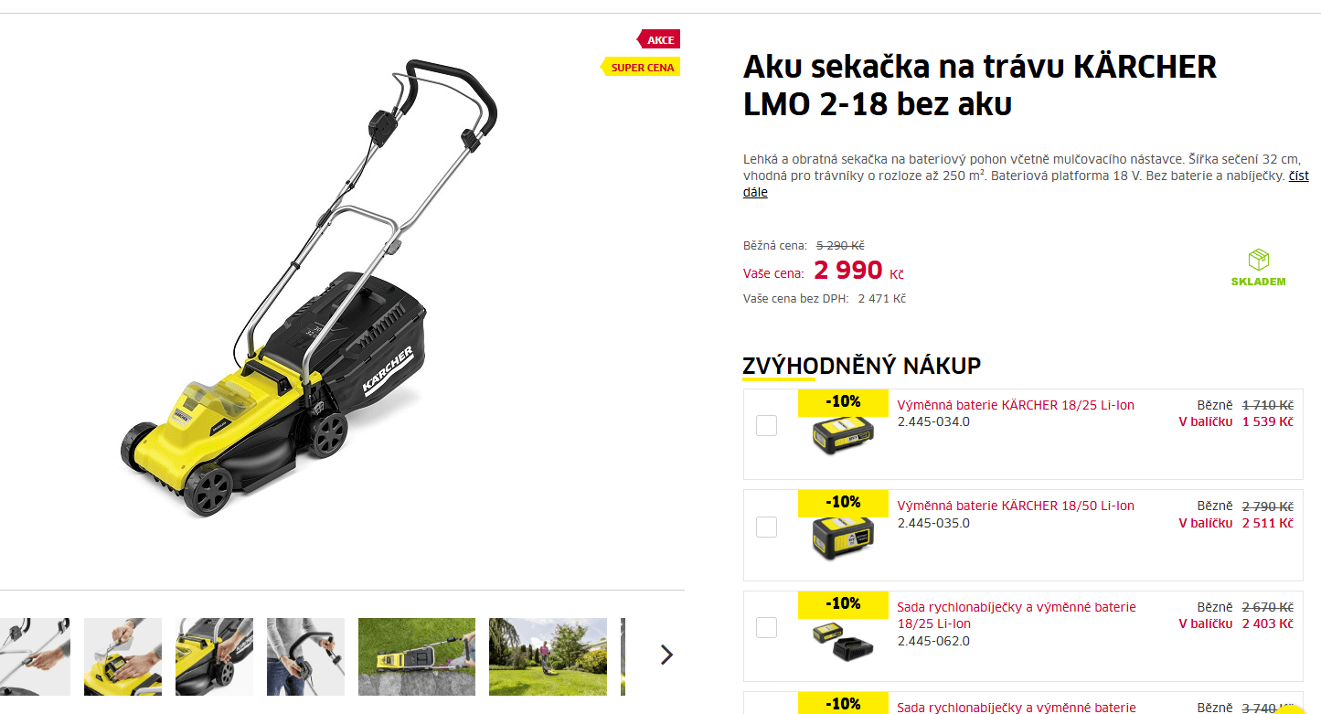 Aku sekačka Kärcher 32 cm, bez AKU