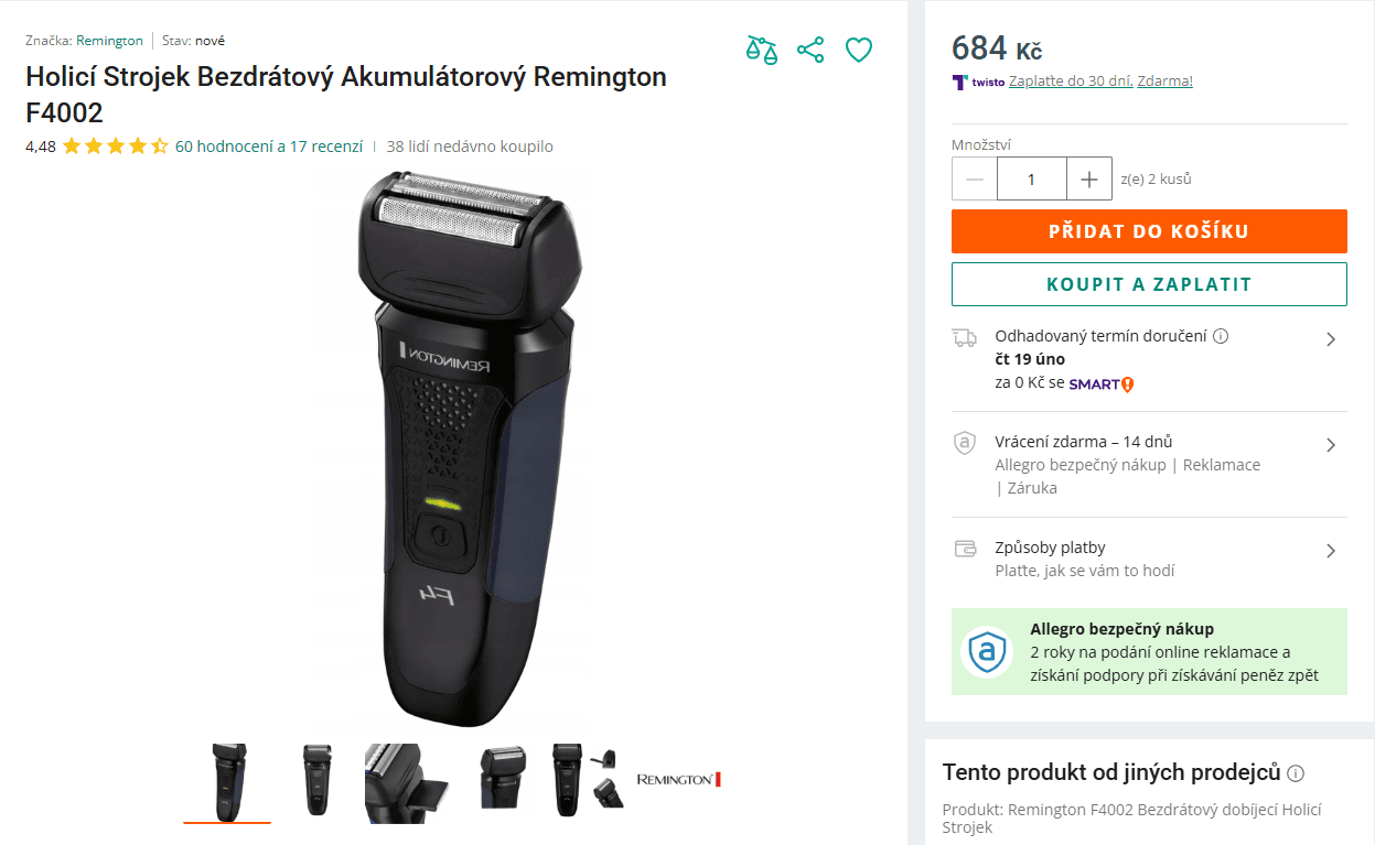 Pánský AKU holicí strojek Remington