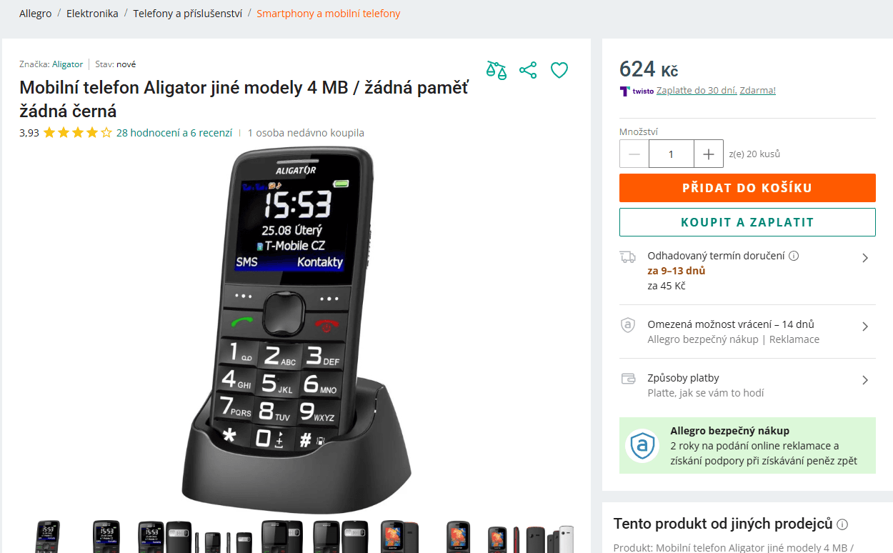 Mobil pro seniory Aligator 