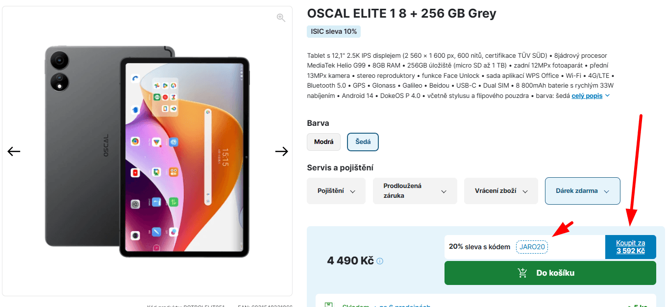 Tablet Oscal 8x 2,2 GHz, 8/256 GB, 12,1"