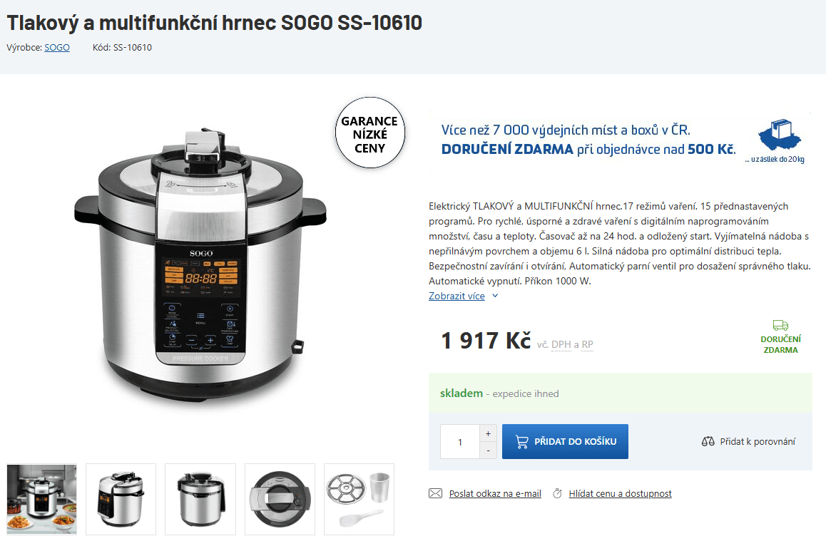 Multifunkční tlakový hrnec Sogo, 6 l., 15 prg