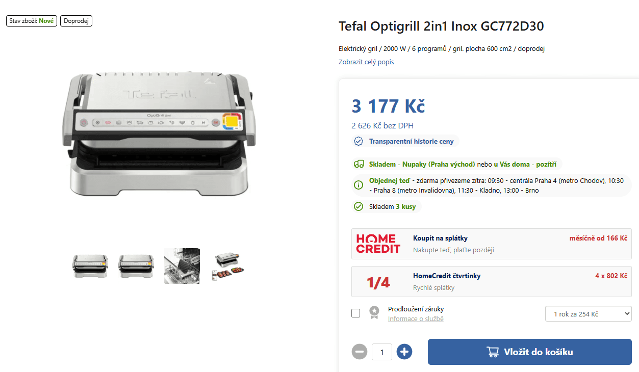 El. gril Tefal, 9 prg, 30x20 cm, BBQ + gril