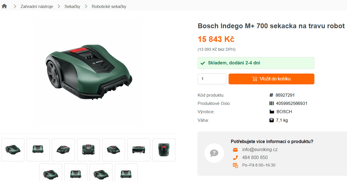 Robotická sekačka Bosch M+, 700 m2