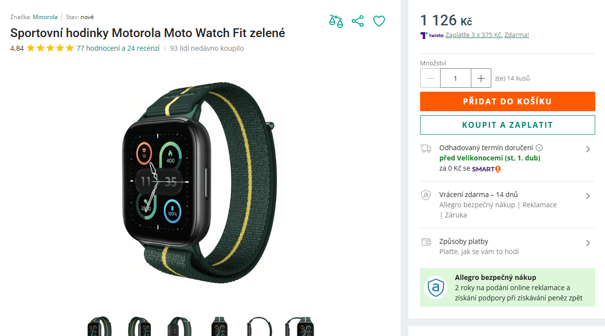 Chytré hodinky Motorola Moto Watch Fit