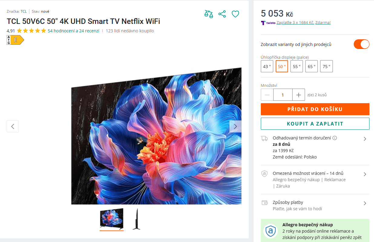 4K Google TV, 126 cm - TCL