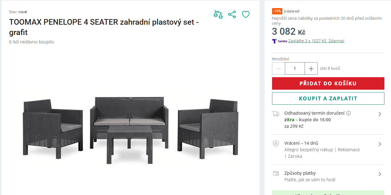 Set zahradního nábytku TOOMAX PENELOPE 4