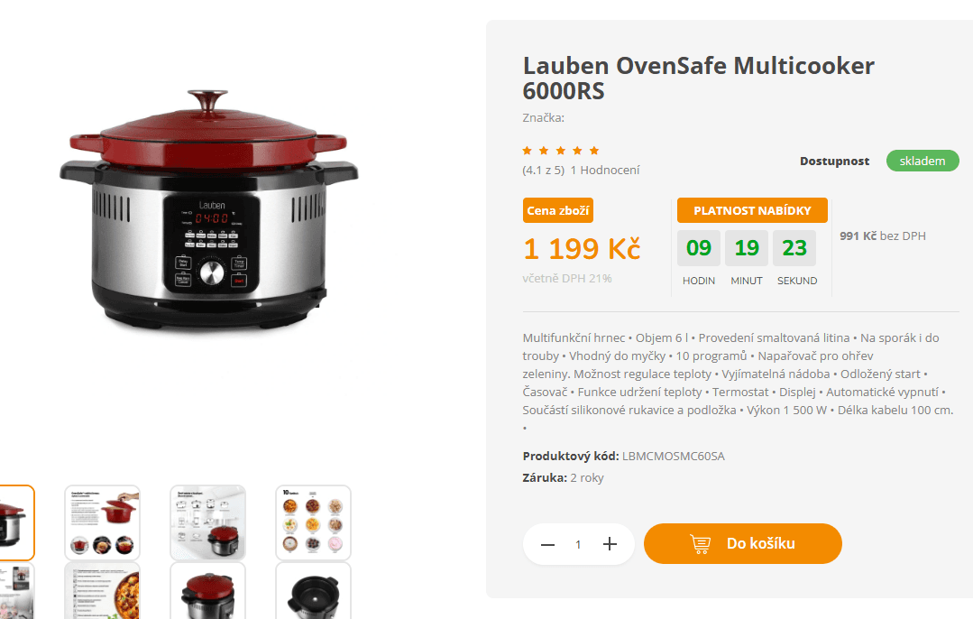 Multifunkční hrnec Lauben OvenSafe 6 l.