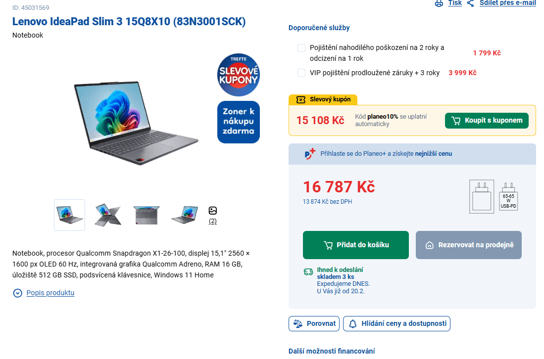 Lenovo 3 GHz, 16/512GB, 15,1", 1,5 kg