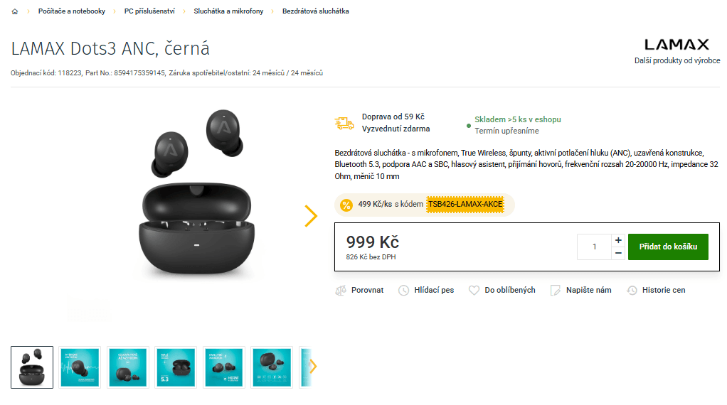 Bezdrátová sluchátka LAMAX Dots3