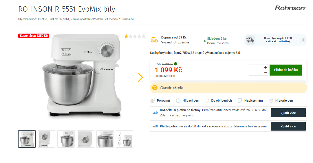 Kuchyňský robot Rohnson 3,5l, planetární