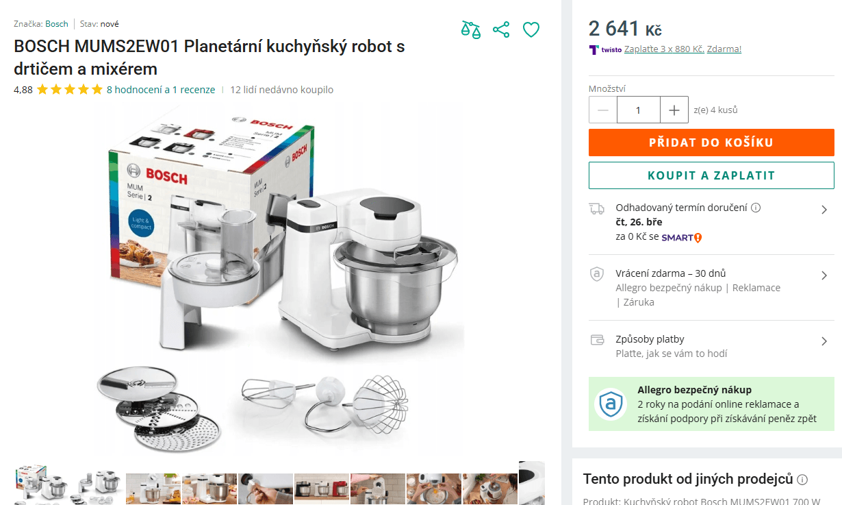 Kuchyňský robot Bosch, planetární míchání