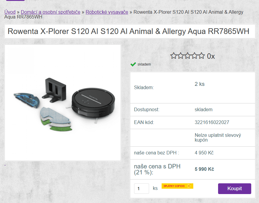 Mop a vysavač Rowenta, laser, 12,5cm